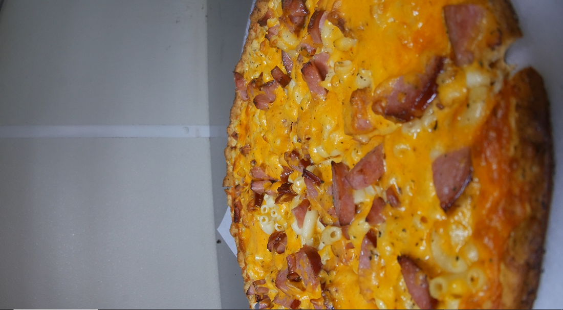 A Mac And Cheese Pizza, Moments after being removed from the oven